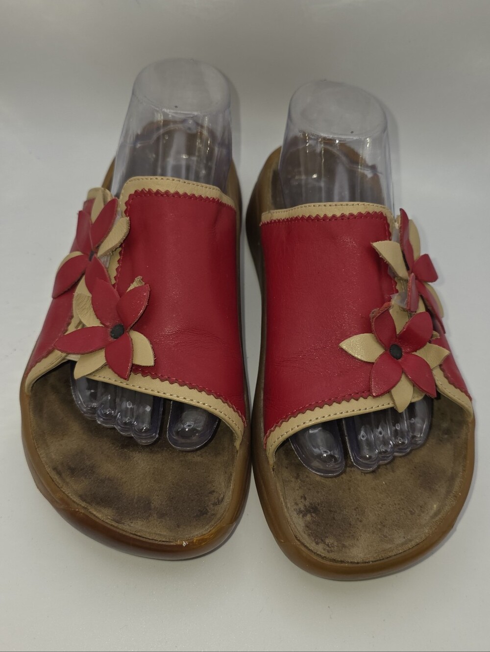 Tatami By Birkenstock Geunine Leather Slide Sandals W/ Floral Appliqes (11M)